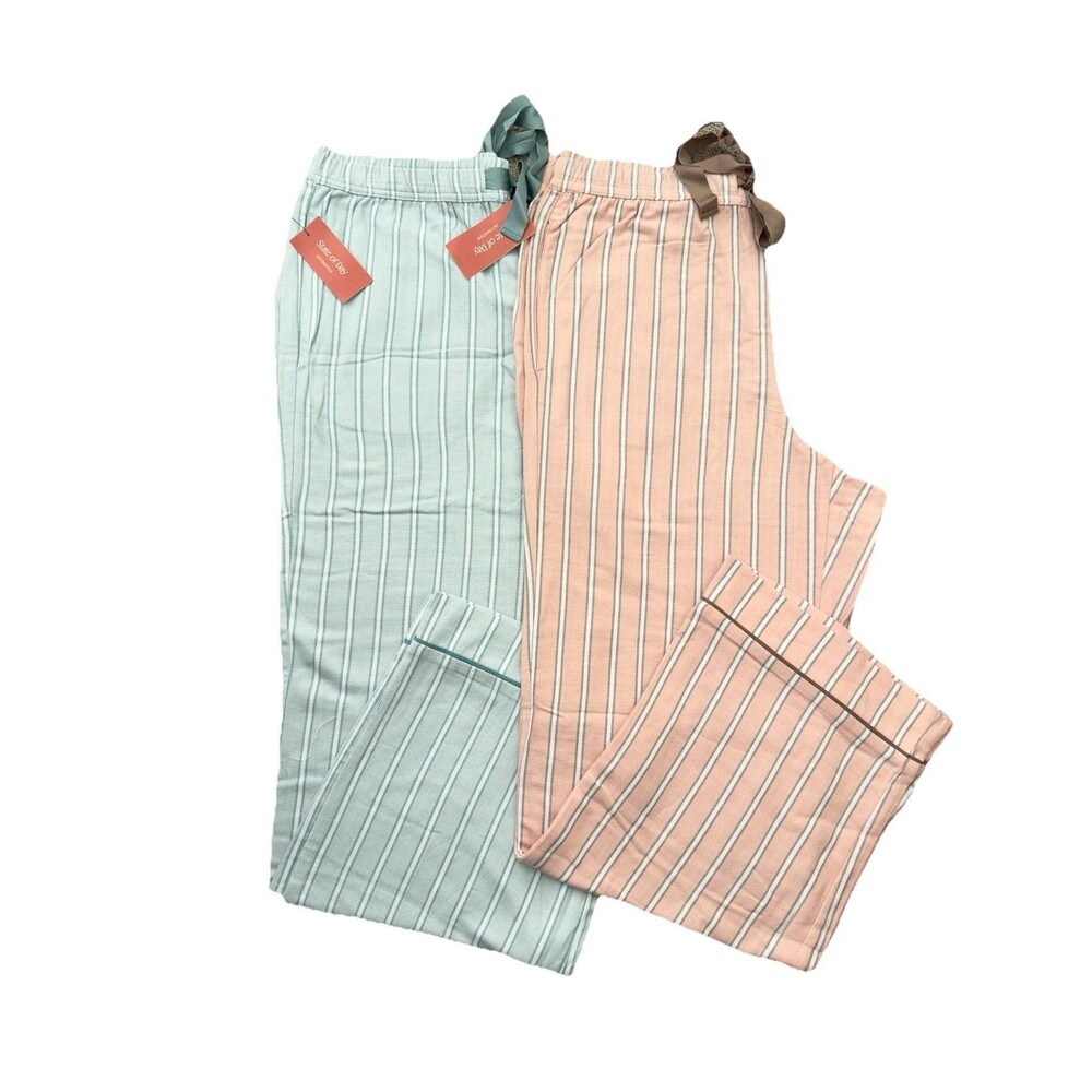 State of Day Women’s Pajama Pants Bundle S Mint & Pink Stripe NWT